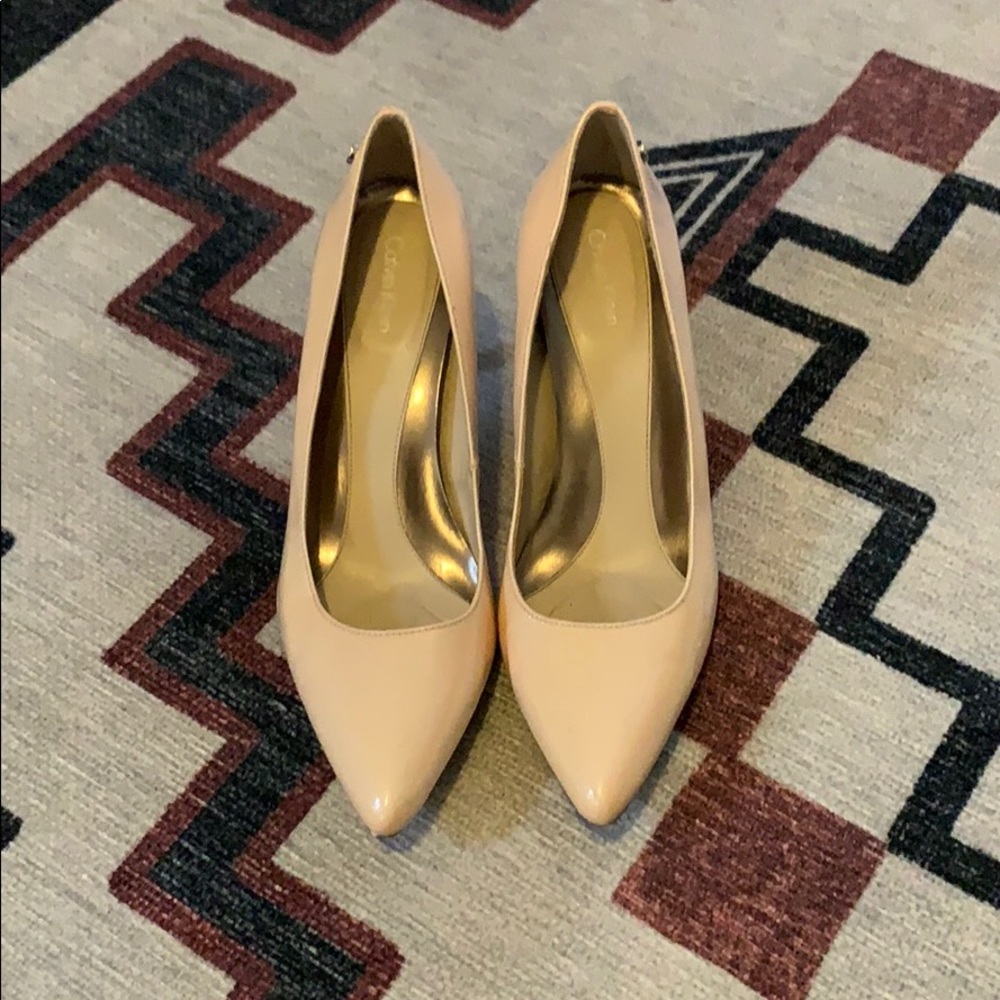 Calvin Klein Ashley pointed toe nude heels